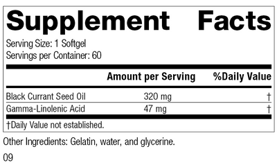 Black Currant Seed Oil, 60 Softgels, Rev 09 Supplement Facts
