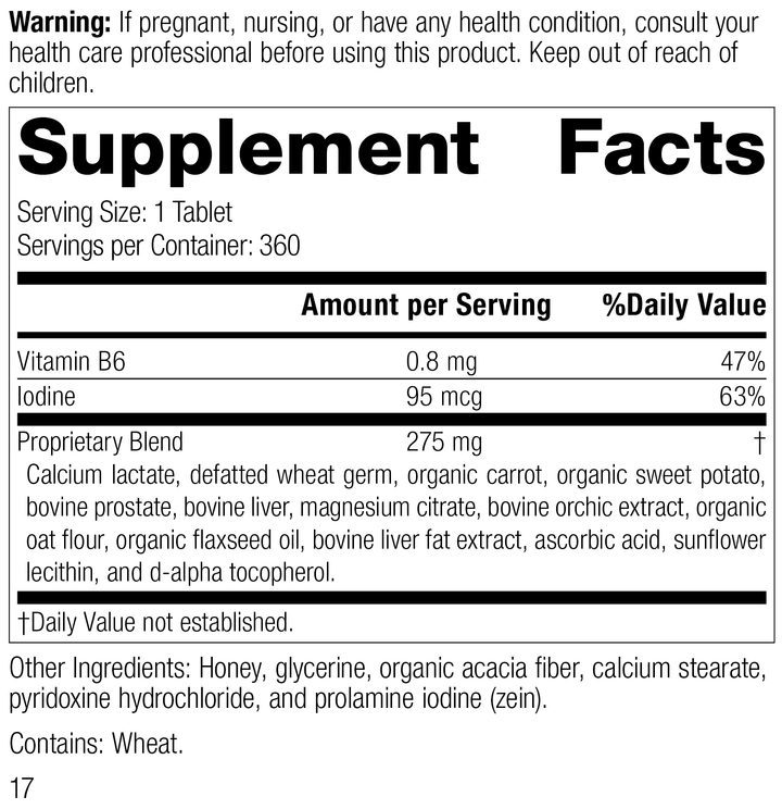Cataplex® F Tablets, 360 Tablets, Rev 15 Supplement Facts