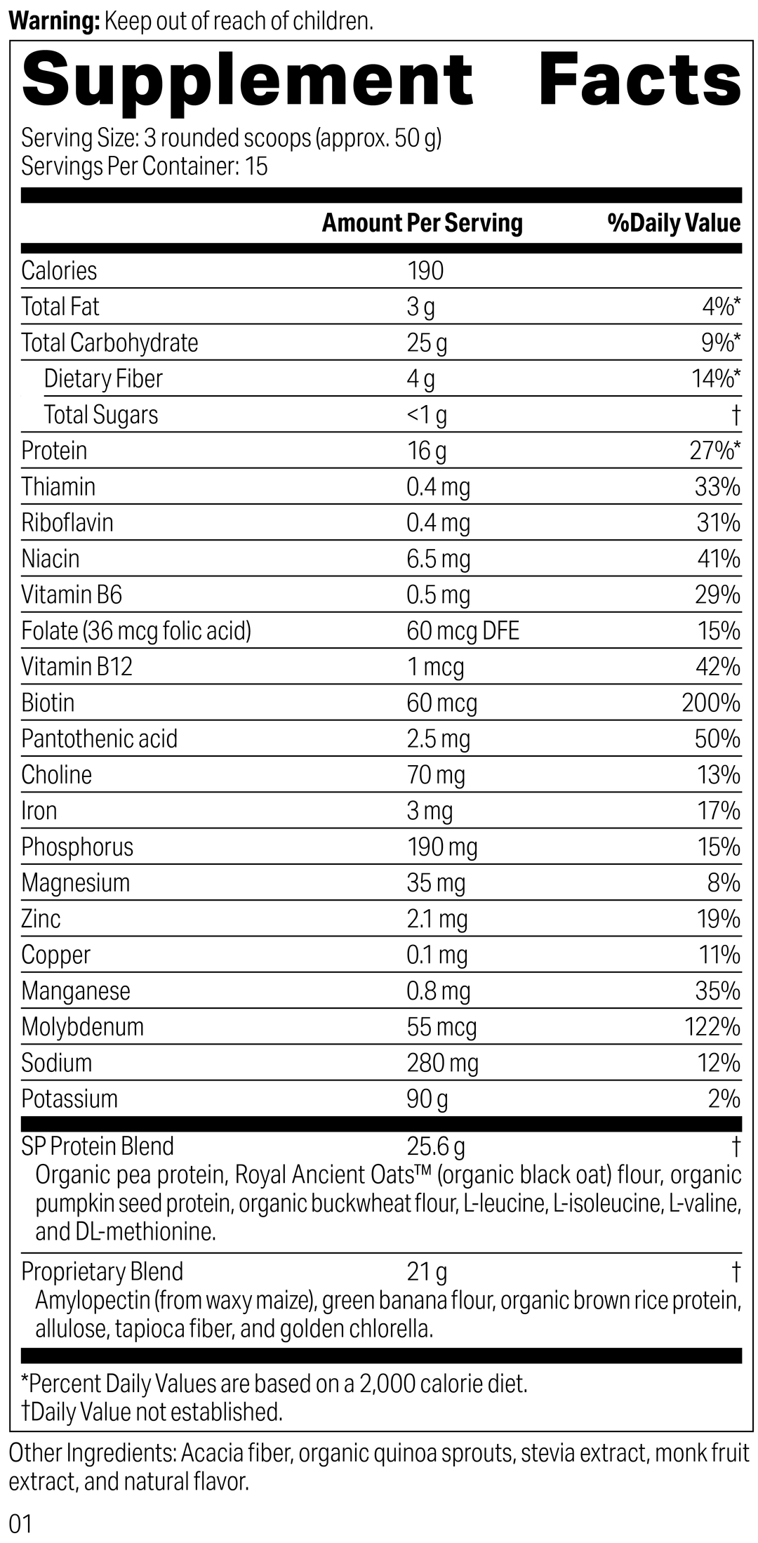 Glucose Assist™ Chocolate supplement label