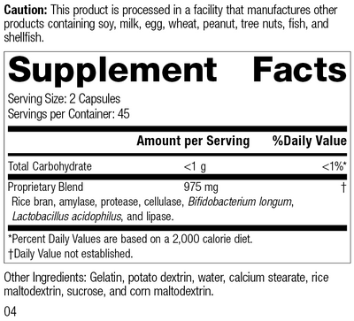 Lact-ENZ 5130 Rev 04 Supplement Facts
