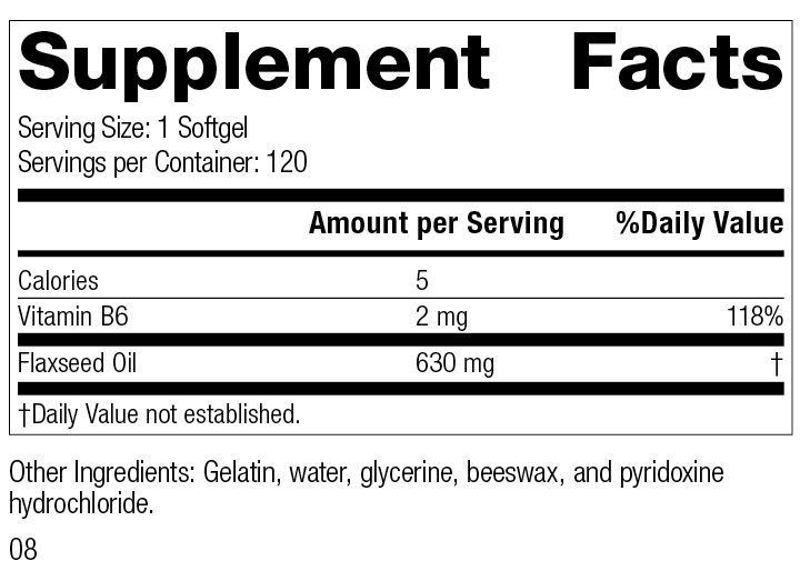 Flax Oil with B6, formerly known as Linum B6 5340-8.0 Supplement Facts
