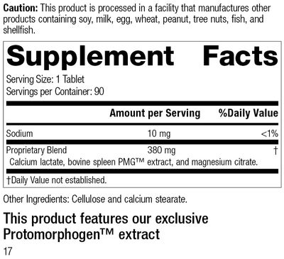 Spleen PMG®, 90 Tablets, Rev 17 Supplement Facts