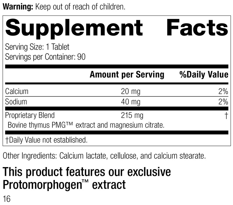Thymus PMG®, 90 Tablets, Rev 15 Supplement Facts