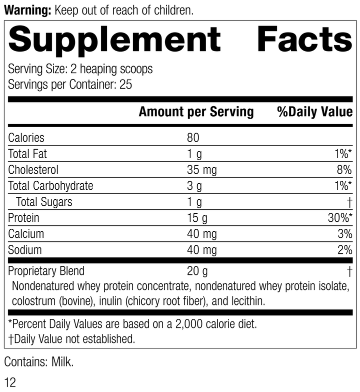 Whey Pro Complete, 1.3 lbs. (600 g), Rev 11 Supplement Facts