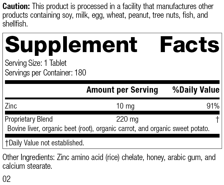 Zinc Chelate™, 180 Tablets, Rev 02 Supplement Facts