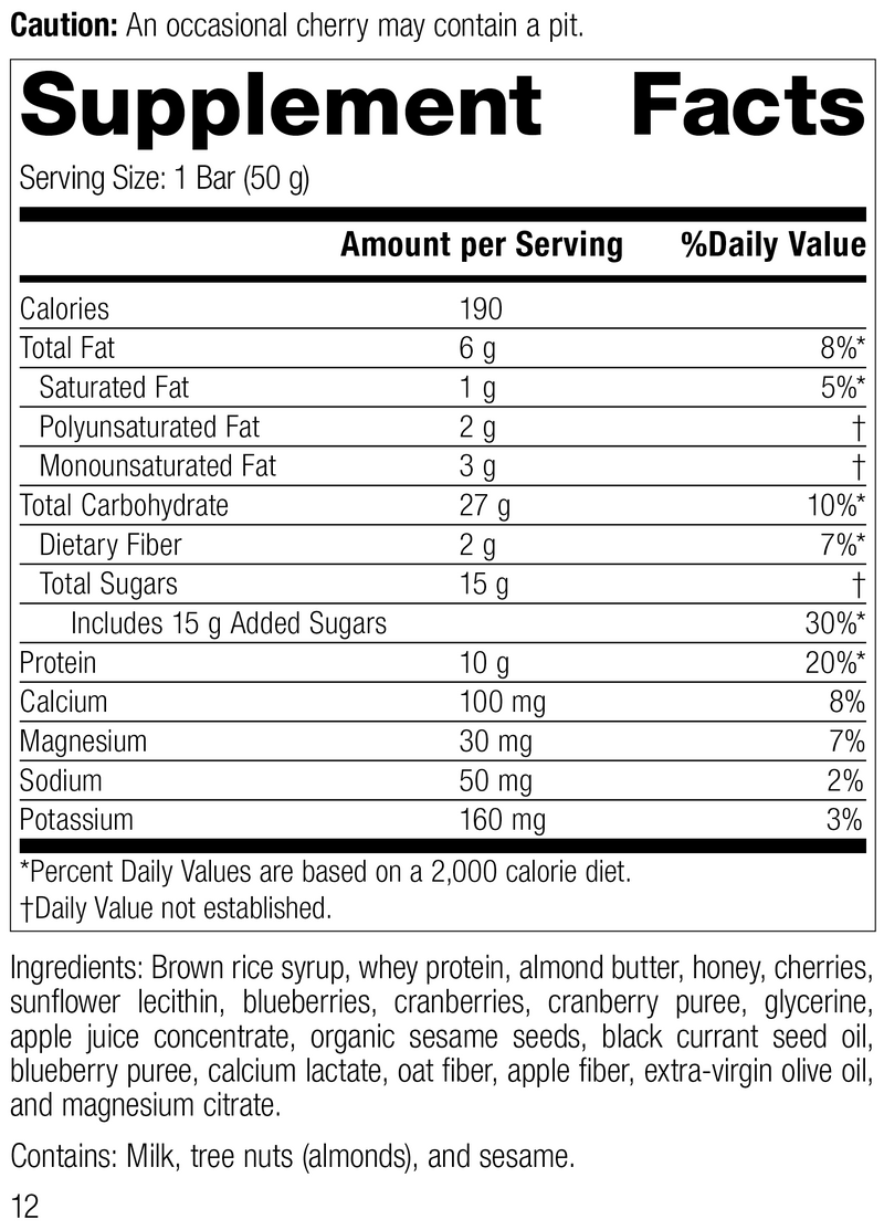 StandardBar®-Berry, Rev 12 Supplement Facts
