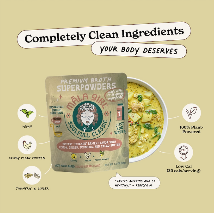 Mala Girl: Soulfull Classic Superfood Instant Broth Powder w/ Lemon Ginger and Turmeric 4 servings per package