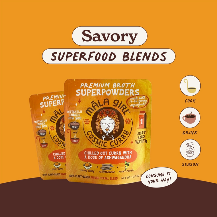 Mala Girl: Cosmic Curry Superfood Instant Broth Powder + Instant Soup Base w/ Ashwagandha 4 servings per package