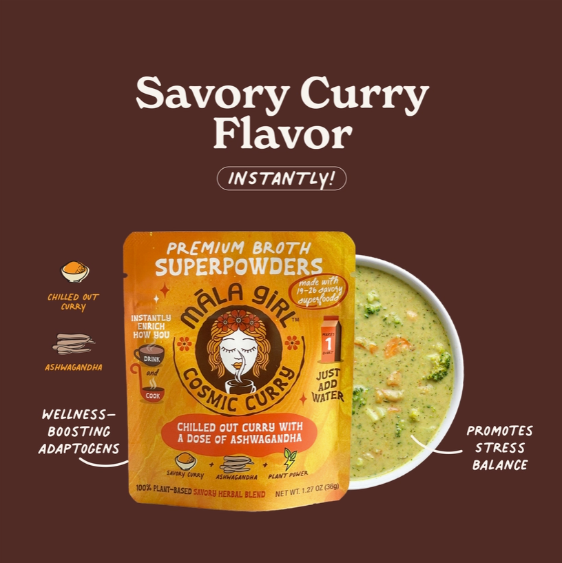 Mala Girl: Cosmic Curry Superfood Instant Broth Powder + Instant Soup Base w/ Ashwagandha 4 servings per package