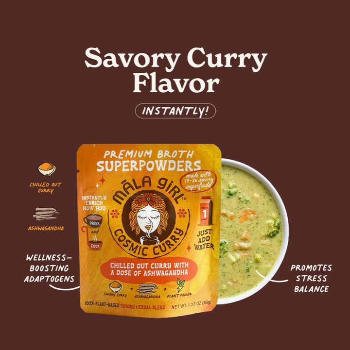 Mala Girl: Cosmic Curry Superfood Instant Broth Powder + Instant Soup Base w/ Ashwagandha 4 servings per package