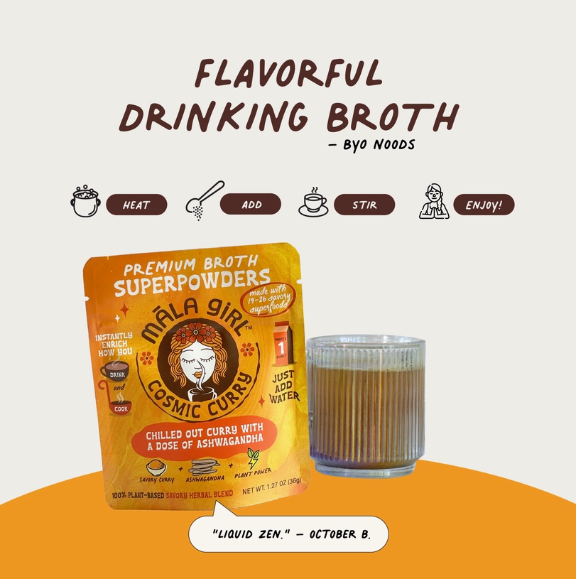 Mala Girl: Cosmic Curry Superfood Instant Broth Powder + Instant Soup Base w/ Ashwagandha 4 servings per package