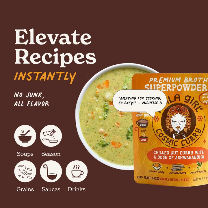 Mala Girl: Cosmic Curry Superfood Instant Broth Powder + Instant Soup Base w/ Ashwagandha 4 servings per package