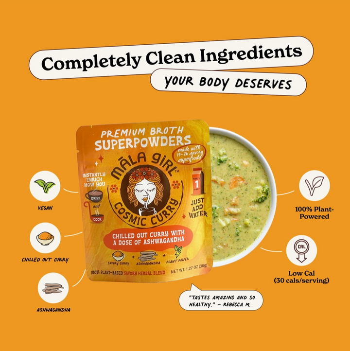 Mala Girl: Cosmic Curry Superfood Instant Broth Powder + Instant Soup Base w/ Ashwagandha 4 servings per package