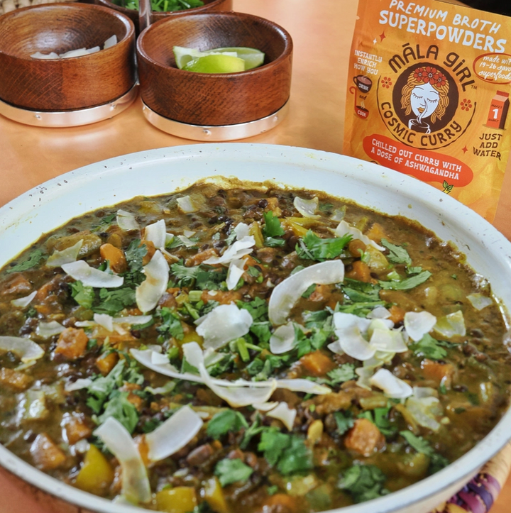 Mala Girl: Cosmic Curry Superfood Instant Broth Powder + Instant Soup Base w/ Ashwagandha 4 servings per package