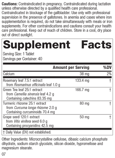 Vitanox®, 40 Tablets, Rev 06 Supplement Facts