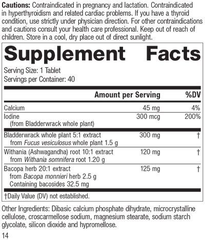 Thyroid Complex, 120 Tablets, Rev 08 Supplement Facts