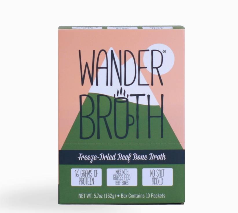 Wander Broth: Freeze-Dried Grass-Fed Beef Bone Broth (No Salt Added) 10 pack