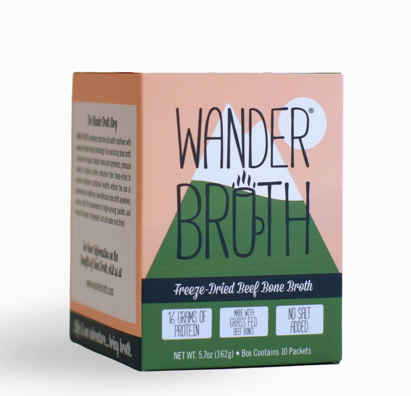 Wander Broth: Freeze-Dried Grass-Fed Beef Bone Broth (No Salt Added) 10 pack