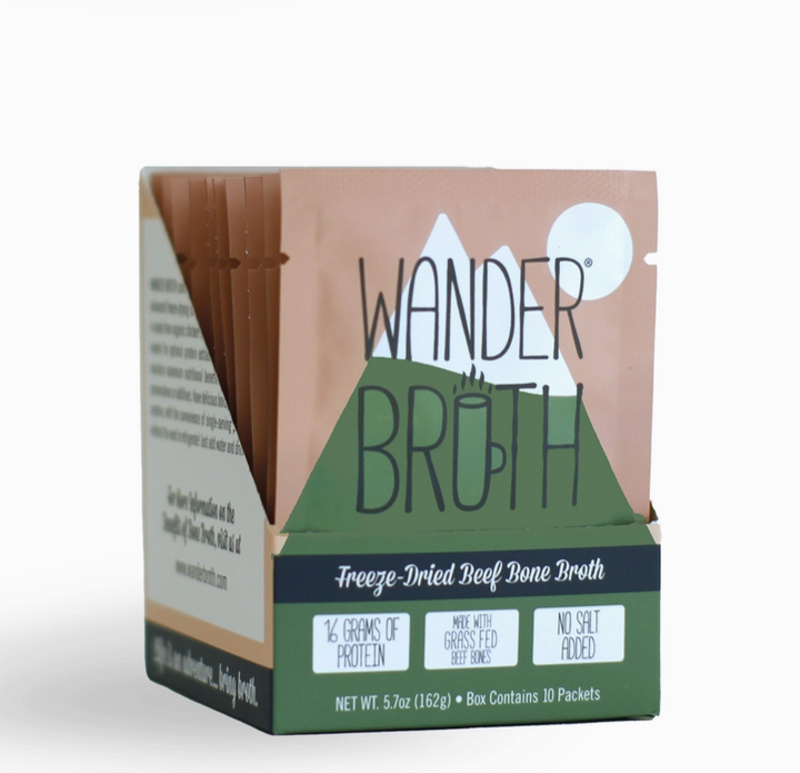 Wander Broth: Freeze-Dried Grass-Fed Beef Bone Broth (No Salt Added) 10 pack