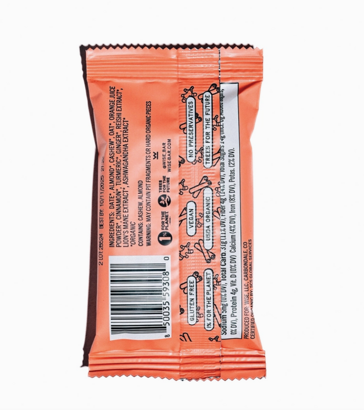 Wise Bar (Cinnamon Turmeric) Adaptogen Mushroom Nutrition Bar