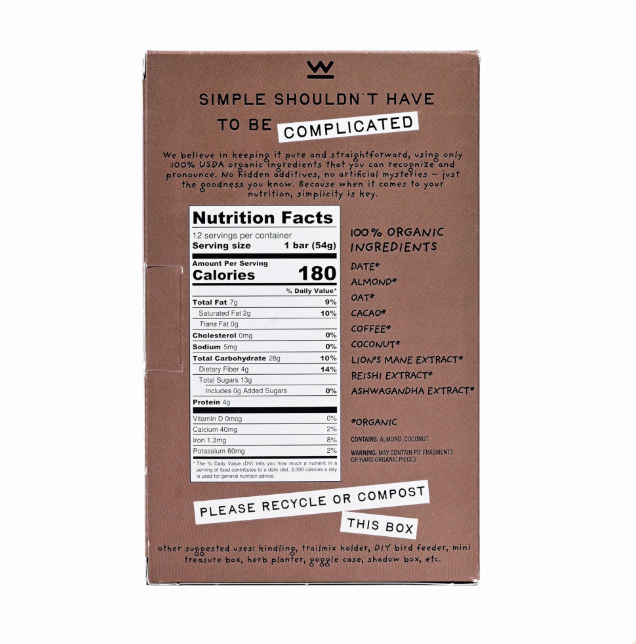 Wise Bar (Mocha Coconut) Adaptogen Mushroom Nutrition Bar