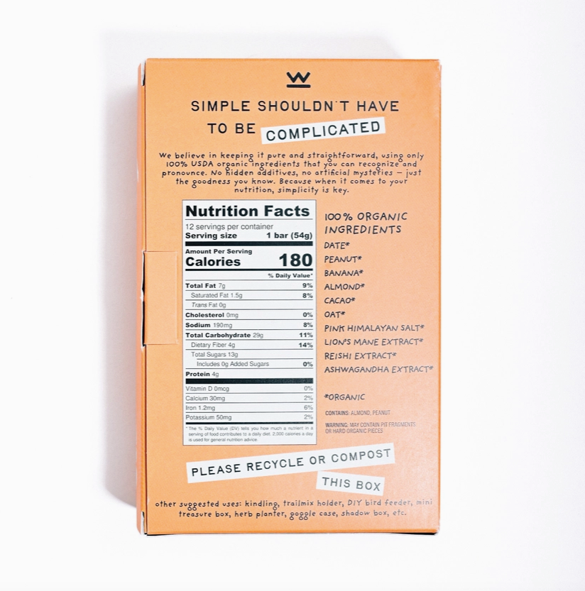 Wise Bar (Peanut Banana) Adaptogen Mushroom Nutrition Bar