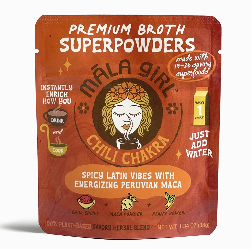 Mala Girl: Chili Chakra Superfood Instant Broth Powder + Instant Soup Base w/ Peruvian Maca 4 servings per package