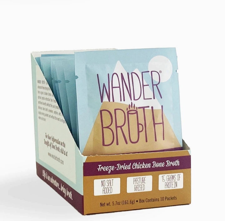 Wander Broth: Freeze-Dried Pastured Chicken Bone Broth (No Salt Added) 10 pack