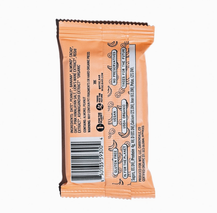 Wise Bar (Peanut Banana) Adaptogen Mushroom Nutrition Bar